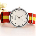 Fashion Platinum Dial Nylon Fabric Band Geneva Watches Mens Watch